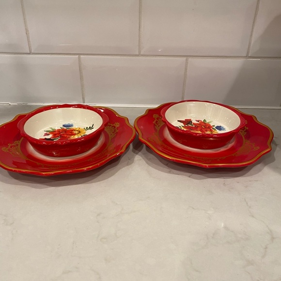 The Pioneer Woman Dessert Plate x 2 Mini Pie Plate x 2 Winter Bouquet dishes - Picture 6 of 6